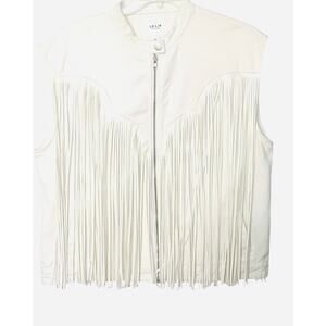 Le Lis White Fringe Zip-Front Vest
